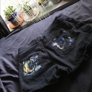 Hand painted vintage cut off shorts